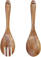 2 Pezzi Set Di Posate Da Insalata in Legno D'Ulivo, Legno Insalata Cucchiaio E F