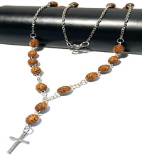Collana rosario da uomo con croce in acciaio inox catenina girocollo surf donna