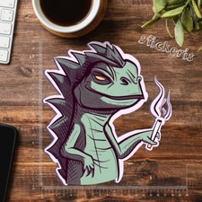 2 adesivi iguana verde fumo