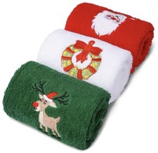 Set Asciugamani Natalizi 3pz – Spugna di Cotone Morbida, Decoro Natale per Bagno