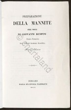 Preparazione della Mannite Studi pratici di G. Ruspini chimico farmacista - 1850