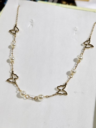 Collana farfalla con perla - perla,