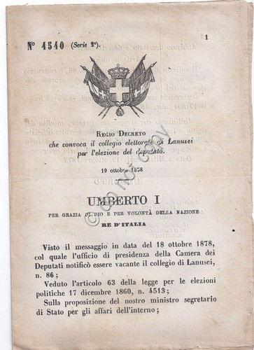 Regio decreto 1878 umberto - decreto, i