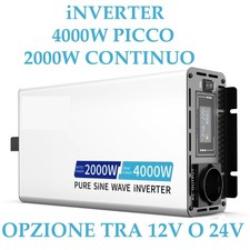 Inverter 12V o 24V 4000W Picco 2000W Continui Onda Pura Display per Camper