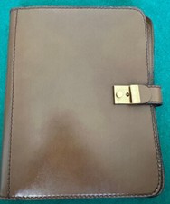 VINTAGE Porta Agenda In pelle, con chiusura+chiave,vari scomparti e blocco notes