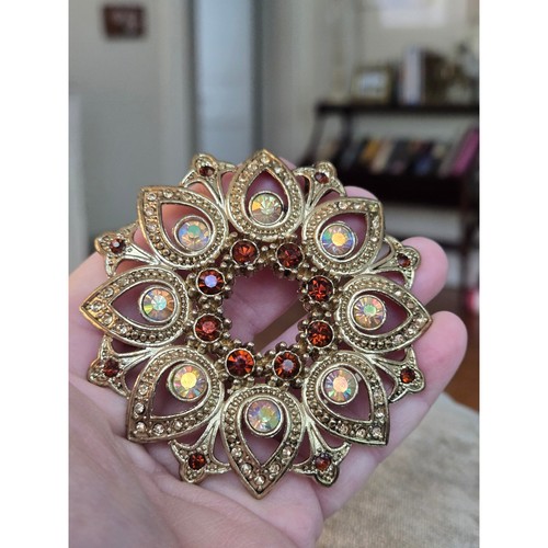 Spilla cerchio strass - , rosso