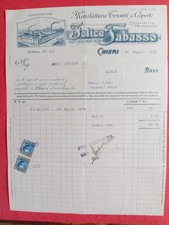 Fattura Com.le  Chieri F. Tabasso Tessuti 1933 cm 21 x 27,5 circa