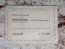 VIGANÒ BRIANZA LECCO ANNI 50/60 RISTORANTE PIERINO BIGLIETTO IRONICO SATIRICO 
