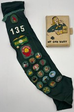 1959 Girl Scouts Sash and One Year VINYL Diary TROOP 135 RARE BADGES