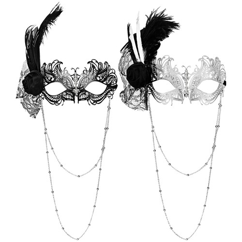 Maschera donna piuma - in,