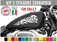 Kit 2 adesivi moto serbatoio teschio tribale fiamma chopper harley vintage c1663