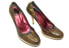 Scarpe donna JUST CAVALLI tg 7,5 Europa 38 pelle marrone.Made in Italy S9076