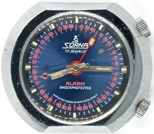 Lotto ricambi orologio C609 uomo vintage Sorna Alarm UFO movimento alieno carica manuale