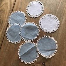 Centrini Mignon Set 7 Pezzi Pizzo Ad Uncinetto Fatto A Mano Lino & Cotone