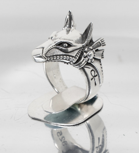 Anubis lupo anello 925 argento - lupo,