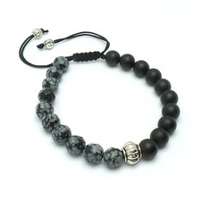 Stone Bracelet Bracciale Pietre Dure Nero Braccialetto Regolabile Donna Uomo 