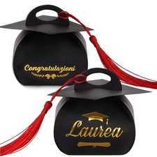 50pz Scatole Bomboniere Laurea Scatoline Portaconfetti Laurea Cappello con 50pz 