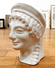 Copia di testa arte scultura greca arcaica in gesso 25 cm dalla Sicilia