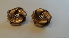 Orecchini clip vintage bottone a nodo metallo dorato