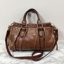 Borsa a mano Miu Miu VITELLO LUX 2 vie tracolla pelle marrone usata 537