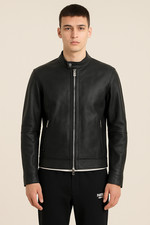 GIUBBINO BIKER ECOPELLE NERO