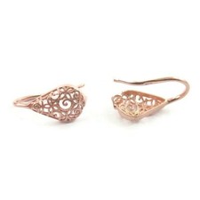 1 paio di monachelle per orecchini frontale goccia filigranato argento 925 placc