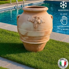 Orcio anfora in Terracotta Lavorazione a Mano Resistente al Gelo con Uva Cm 70