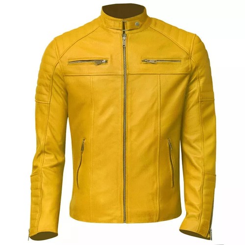 Giacca moto gialla vera - giacca, in