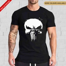 The Punisher Skull T-Shirt Palestra Allenamento Bodybuilding MMA UFC Allenamento Top Uomo