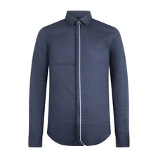 Armani Exchange - Camicia blu con abbottonatura coperta per uomo