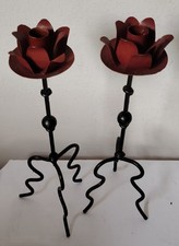 coppia candelabri In Ferro battuto A Forma Di Rosa