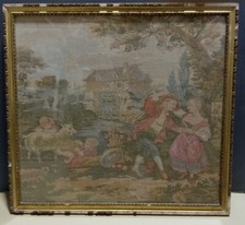 Arazzo Antico Con Cornice In Legno .Cm 48x53