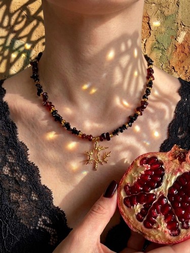 Collana granato onice nero - granato,
