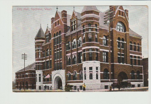 Postcard city hall spokane - city,