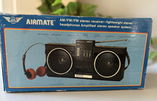 Mini Boombox AM/FM Airmate PO-169 vintage anni 80 con scatola radio staccabile funzionante! EVC