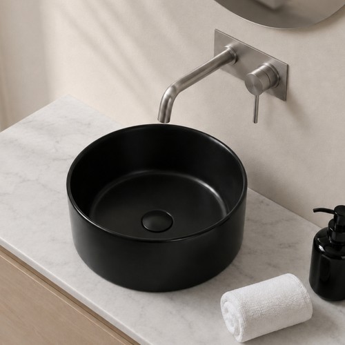 Lavabo tondo ceramica nera - lavabo, in