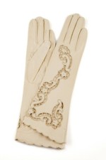 Guanti Sermoneta Gloves pelle di capretto lavabile ricamato a mano TG 6