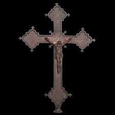 CRISTO IN BRONZO ANTICO 1700 CROCIFISSO RELIGIOSO CRUZ CROSS