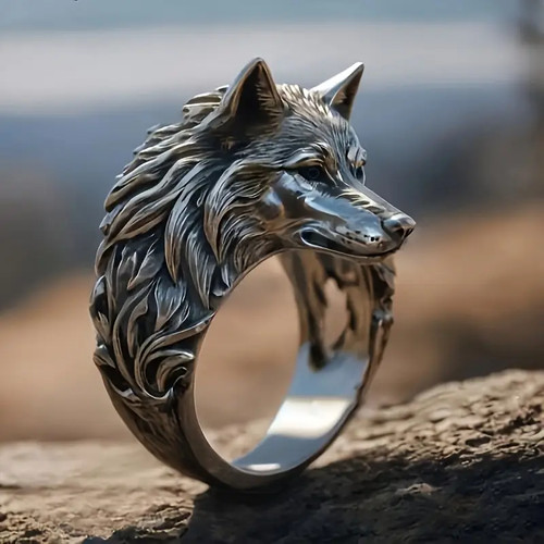 Anello testa lupo - anello, fascia