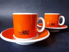 Coppia Tazzine HAG per Caffè Espresso Decaffeinato Anni 70 Vintage con Piattino