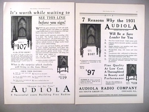 Audiola radio print 1930 - radio,