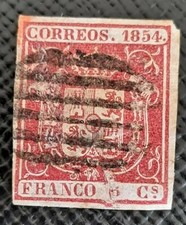 Francobollo Spagna 1854 Armi