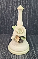 porcellana capodimonte campana con fiore e foglia argento 800 h 11 x 6 ø