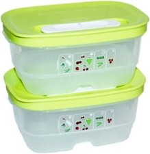 Tupperware FridgeSmart Mini Set di 2 con schede di ventilazione 1,5 tazze/375 ml - NUOVO - SPEDIZIONE INCL