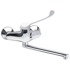RUBINETTO MISCELATORE LAVELLO LAVABO CUCINA DA MURO PARETE LEVA CLINICA LUNGA