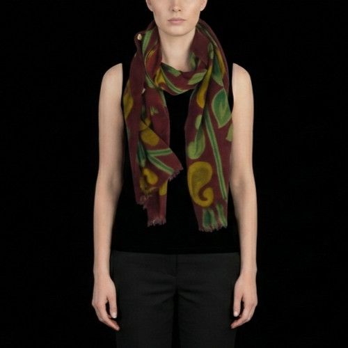 Sciarpa lana floreale - , marrone