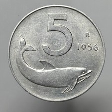 5 Lire 1956 Delfino RARO SPL