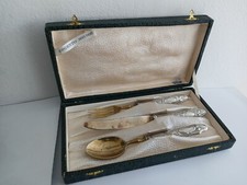 SET POSATE PRIMA INFANZIA BAMBINO ARGENTO 800 cucchiaio forchetta coltello 1950