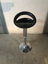 Sgabello Bar Alto Cucina Regolabile in Acciaio e ABS Seduta Girevole Nero Casa