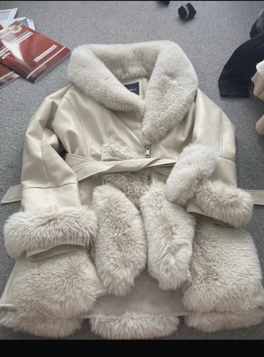 Wallis beige faux fur jacket - beige,
